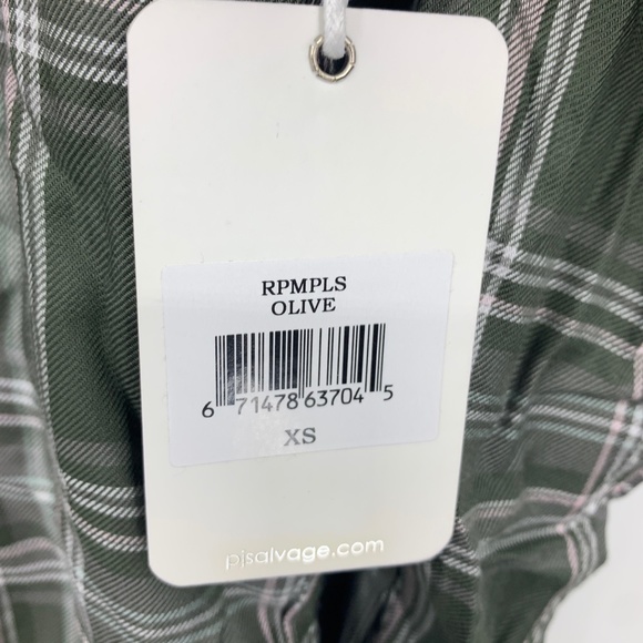 PJ Salvage womens XS rumples olive pajama top green mad for plaid NEW - Picture 3 of 8